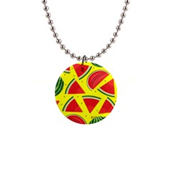 Yellow Watermelon   1  Button Necklace by ConteMonfrey