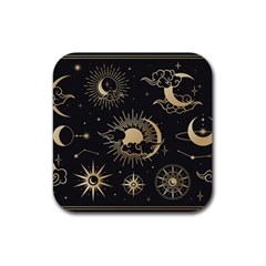 Asian-set-with-clouds-moon-sun-stars-vector-collection-oriental-chinese-japanese-korean-style Rubber Coaster (square) by Wegoenart