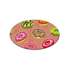 Doughnut Doodle Colorful Seamless Pattern Sticker Oval (10 Pack) by Wegoenart