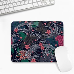 Japanese Wave Koi Illustration Seamless Pattern Small Mousepad by Wegoenart