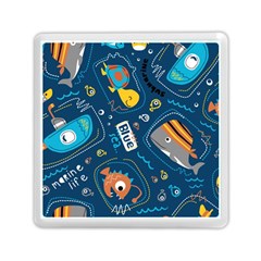 Seamless Pattern Vector Submarine With Sea Animals Cartoon Memory Card Reader (square) by Wegoenart