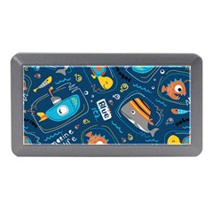 Seamless Pattern Vector Submarine With Sea Animals Cartoon Memory Card Reader (mini) by Wegoenart