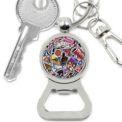 Vintage College Colorful Seamless Pattern Bottle Opener Key Chain by Wegoenart