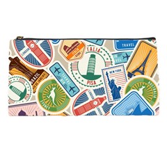 Travel Pattern Immigration Stamps Stickers With Historical Cultural Objects Travelling Visa Immigran Pencil Case by Wegoenart