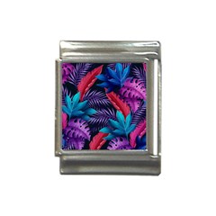 Background With Violet Blue Tropical Leaves Italian Charm (13mm) by Wegoenart