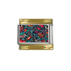 Vintage Tattoos Colorful Seamless Pattern Gold Trim Italian Charm (9mm)