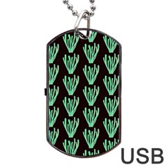 Watercolor Seaweed Black Dog Tag Usb Flash (two Sides) by ConteMonfrey