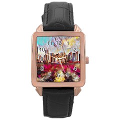 New York Skyline Manhattan City Rose Gold Leather Watch  by Wegoenart