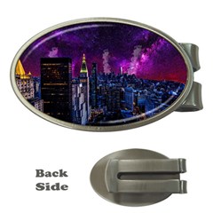 New York Manhattan Skyline Cityscape Downtown Money Clips (oval)  by Wegoenart