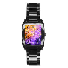 Conceptual Abstract Painting Acrylic Stainless Steel Barrel Watch