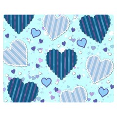 Hearts Pattern Paper Wallpaper Blue Background Double Sided Flano Blanket (medium)  by Wegoenart