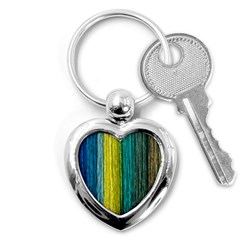 Line Rope Fiber Close Up Multicoloured Background Key Chain (heart) by Wegoenart