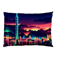 Cityscape Building Painting 3d City Illustration Pillow Case by danenraven