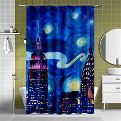 Starry Night In New York Van Gogh Manhattan Chrysler Building And Empire State Building Shower Curtain 48  X 72  (small)  by danenraven