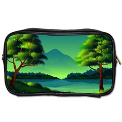 Green Landscape Illustration Nature Toiletries Bag (one Side) by Wegoenart