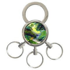 Landscape Illustration Nature Painting 3-ring Key Chain by Wegoenart