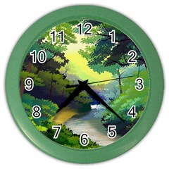 Landscape Illustration Nature Painting Color Wall Clock