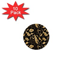 Natura Premium Golden Leaves 1  Mini Buttons (10 Pack)  by ConteMonfrey