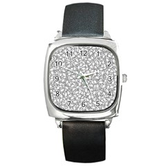 Bacterias Drawing Black And White Pattern Square Metal Watch by dflcprintsclothing