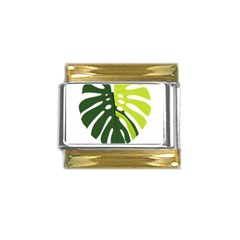 Monstera  Gold Trim Italian Charm (9mm) by ConteMonfrey