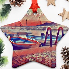 Boats On Lake Garda Ornament (star) by ConteMonfrey