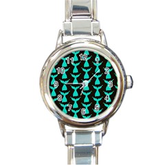 Blue Mermaid Tail Black Round Italian Charm Watch by ConteMonfrey