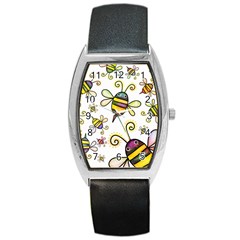 Bee Doodle Cartoon Barrel Style Metal Watch by Wegoenart