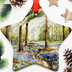 Trees Park Watercolor Lavender Flowers Foliage Ornament (star) by Wegoenart