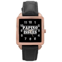 Papino Issues - Italian Humor Rose Gold Leather Watch  by ConteMonfrey