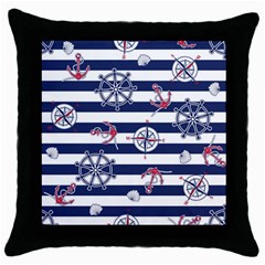 Seamless Marine Pattern Throw Pillow Case (black) by BangZart