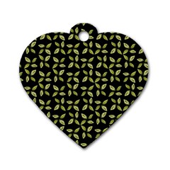 Leaves Motif Random Print Pattern Dog Tag Heart (two Sides)