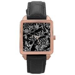 Skeletal Fractals Rose Gold Leather Watch  by MRNStudios