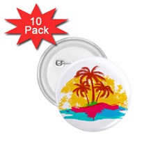 Holiday Tropical Elements Leaf Orange 1 75  Buttons (10 Pack)