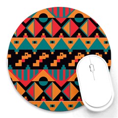 Tribal Pattern Seamless Border Round Mousepad