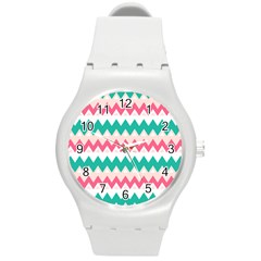 Zigzag Pattern Round Plastic Sport Watch (m)