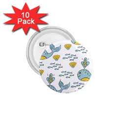 Cartoon Whale Seamless Background Pattern 1 75  Buttons (10 Pack) by Jancukart