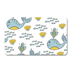 Cartoon Whale Seamless Background Pattern Magnet (rectangular) by Jancukart