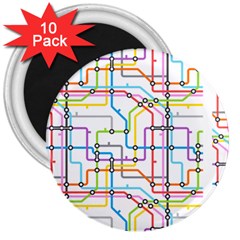 Tube Map Seamless Pattern 3  Magnets (10 Pack) 