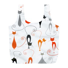 Cartoon Cat Seamless Pattern Graphic Full Print Recycle Bag (l) by Jancukart