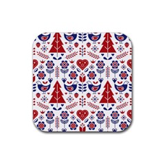 Scandinavian Folk Seamless Pattern Rubber Coaster (square)