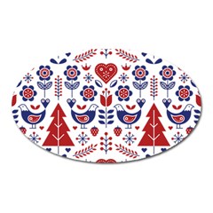 Scandinavian Folk Seamless Pattern Oval Magnet