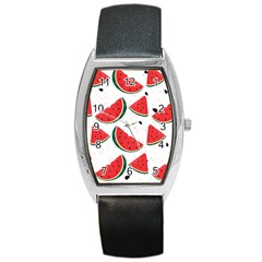 Watermelon Seamless Pattern Barrel Style Metal Watch