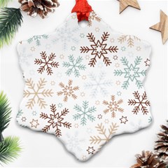 Christmas Background With Snowflake And Star Seamless Pattern Snowflake Ornament (two Sides)