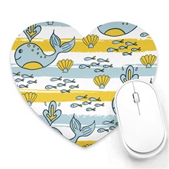 Cartoon Whale Seamless Background Heart Mousepad