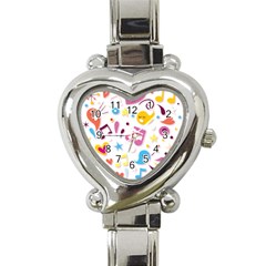 Love Cute Cartoon Seamless Shading Heart Italian Charm Watch by Jancukart