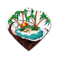 Coconut And Holiday Beach Food Dog Tag Heart (two Sides)