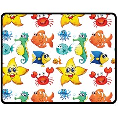 Fish Ocean Water Sea Life Seamless Background Double Sided Fleece Blanket (medium)  by Jancukart