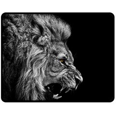 Roar Angry Male Lion Black Fleece Blanket (medium)  by danenraven