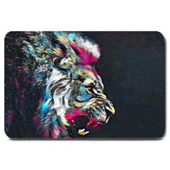 Angry Male Lion Roar Large Doormat by danenraven