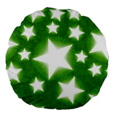 Snowflakes And Star Patterns Green Stars Large 18  Premium Flano Round Cushions